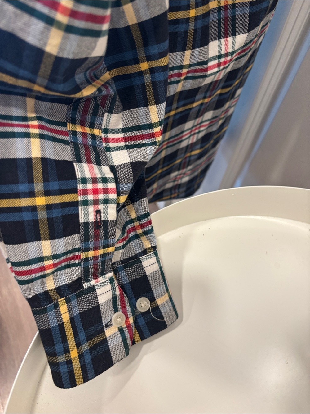 Lucchese Navy, White & Yellow Plaid Button-Down Shirt - Picture 6 of 8